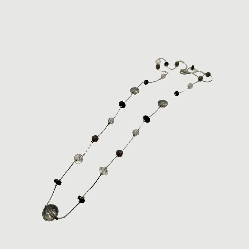 Charming Charlie Black and Clear  Beaded 36 inch Fashion Necklace